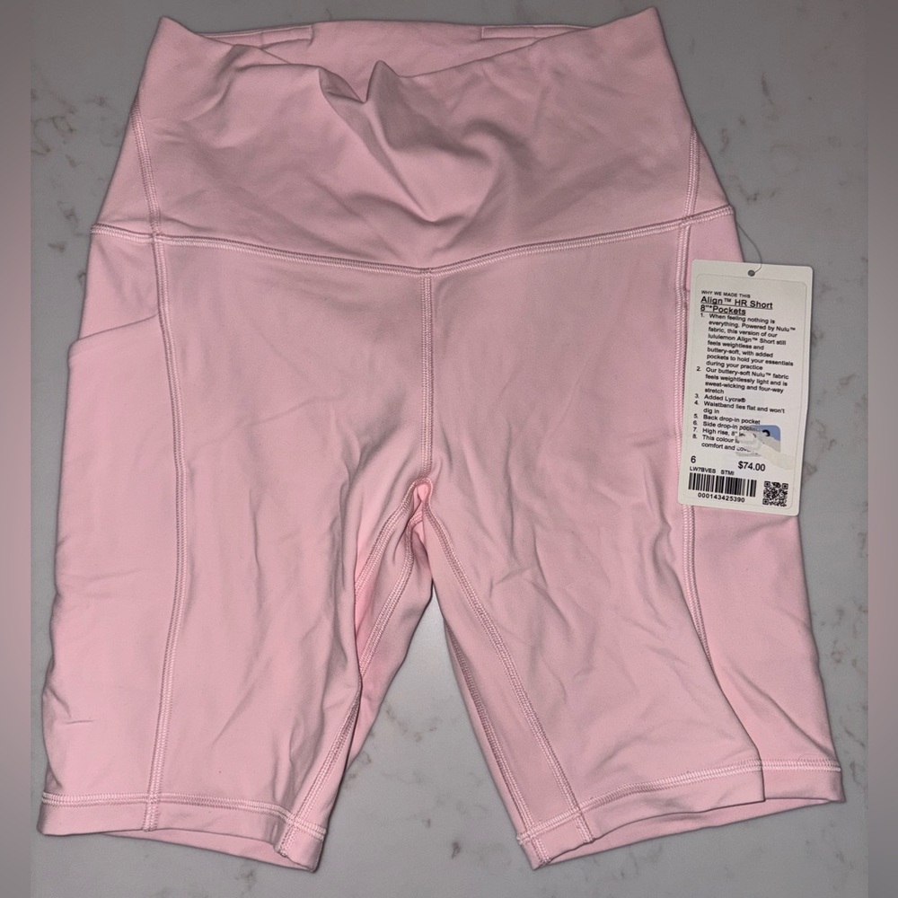 Lululemon Strawberry Milkshake Align HR Short 8" with Pockets NWT! Size 6! RARE!